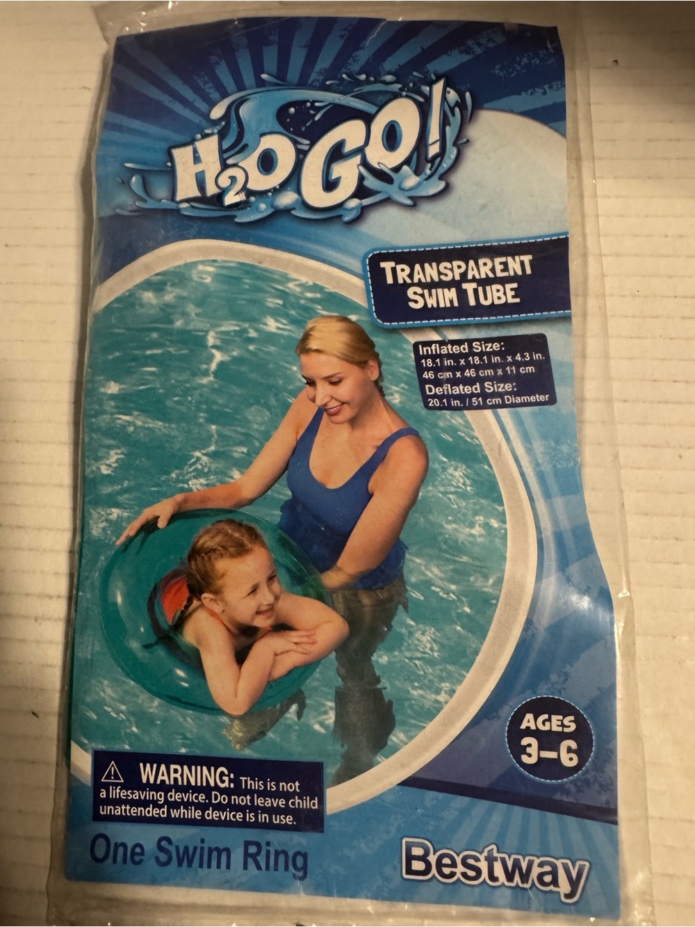 Bestway H2O Go Transparent Kids Swim Tube - Blue/Teal